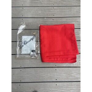 Vintage Red Textured Dacron Perm Press Tablecloth Oblong 60” x 120” Christmas